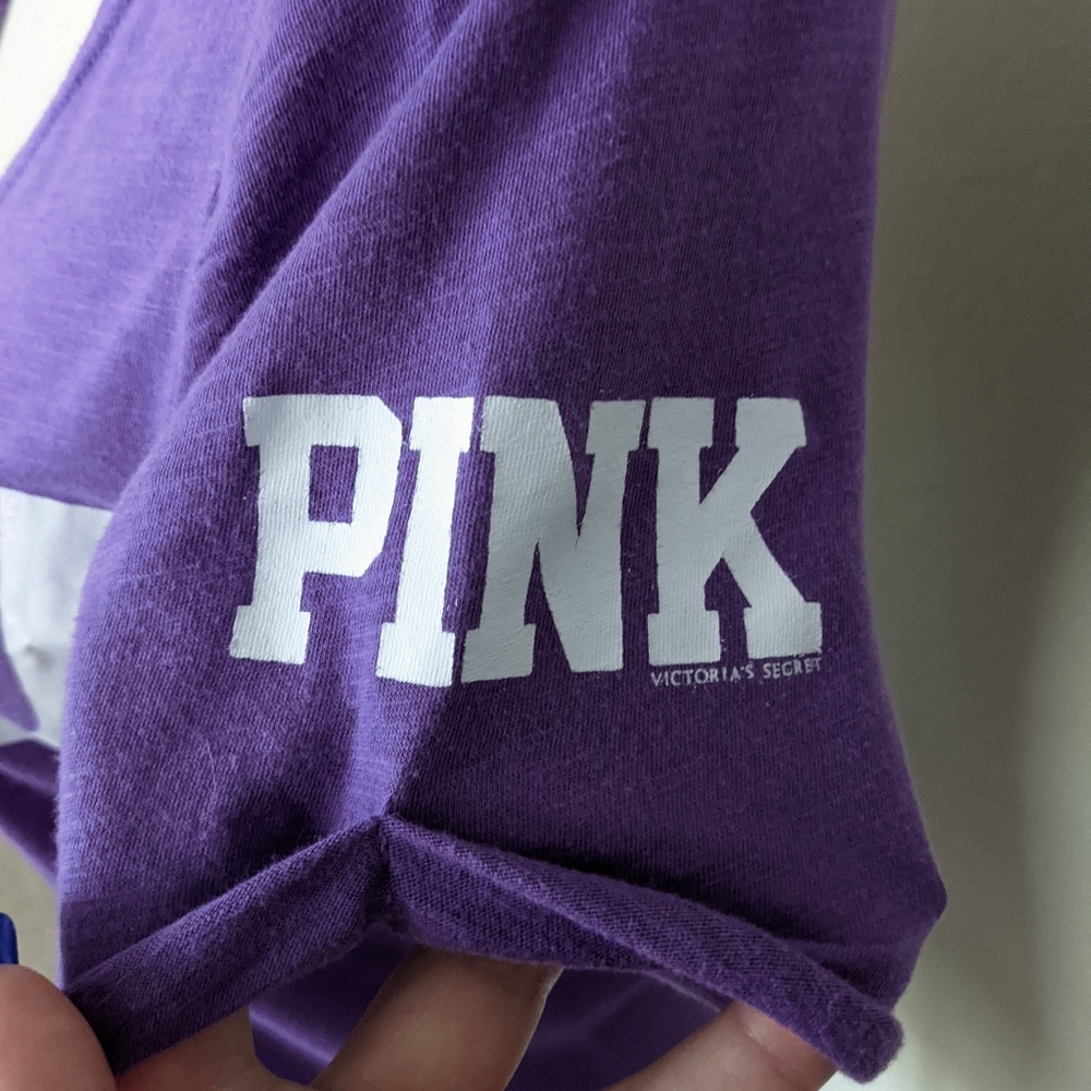 VS PINK purple white and gold rhinestone LSU tigers varsity T-shirt size small - Picture 4 of 11